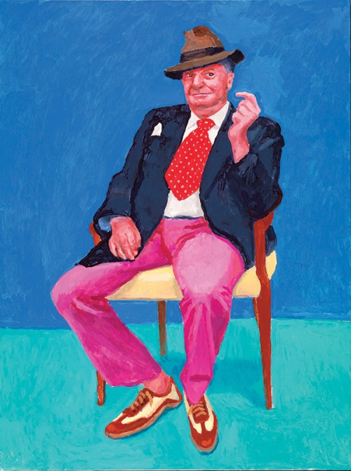 Barry Humphries, as painted by David Hockney